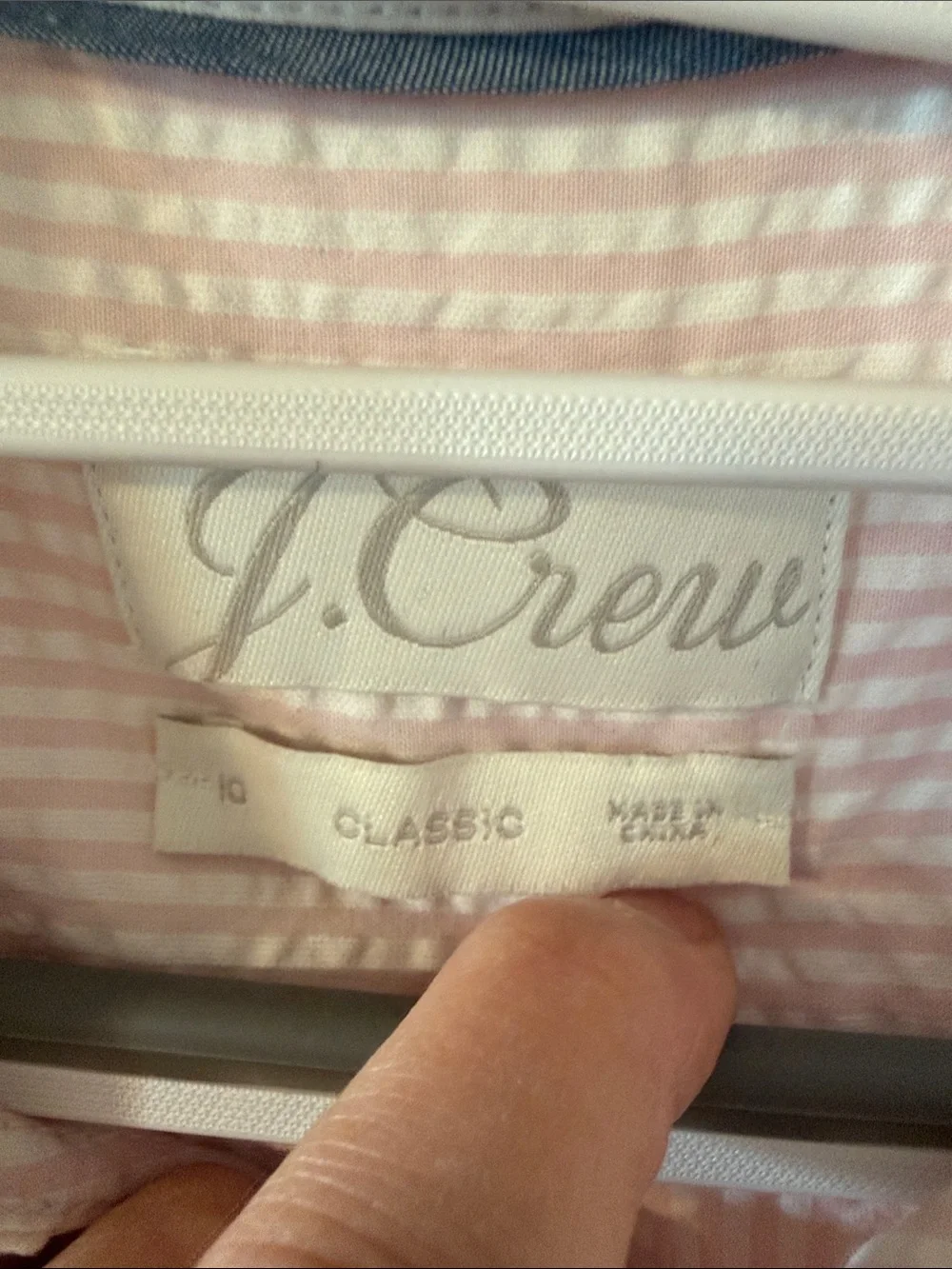 J.Crew Women’s Pink Cotton Pinstripe Seersucker Button Down Preppy Size 10